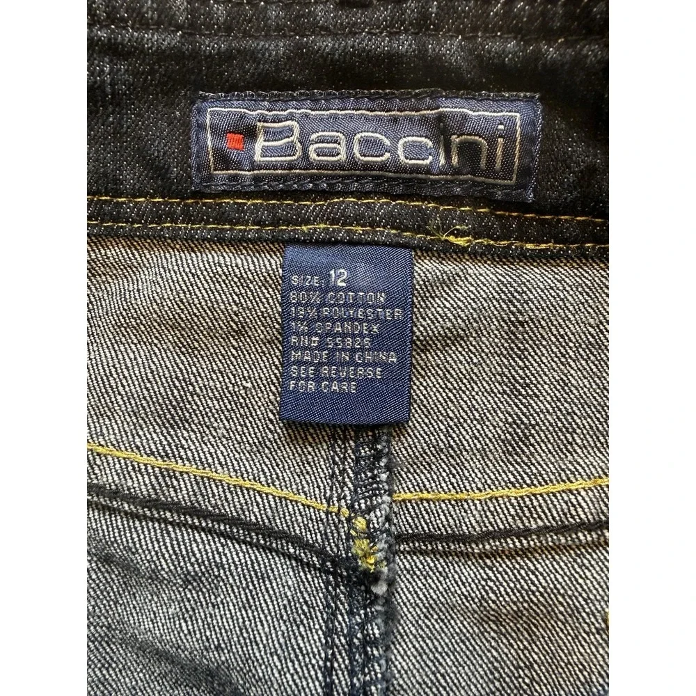 Baccini Women 90s Embroidered Butterfly Kids Flower Denim Maxi Skirt‎ Sz 12 Boho